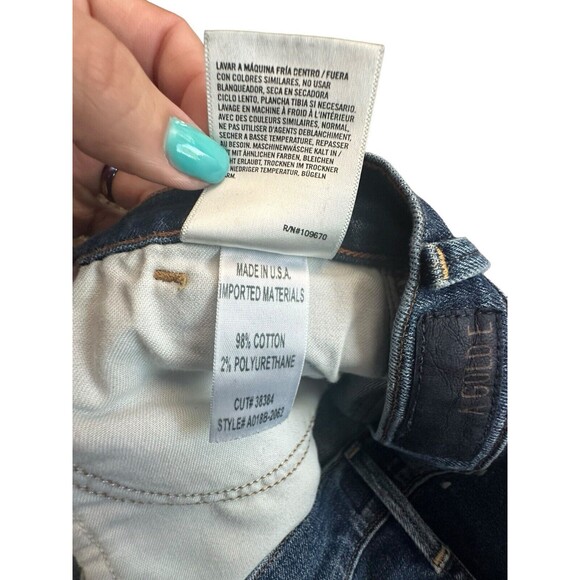 AGOLDE Denim Jean Shorts Size 25 Jorts Cut Off Stretch Mid Rise Stretch #A13-10 - Picture 5 of 11